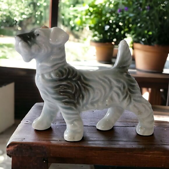 Vintage Porcelain Terrier Figure Japan Dog Wired Haired Kerry Blue Airedale. - Picture 12 of 16
